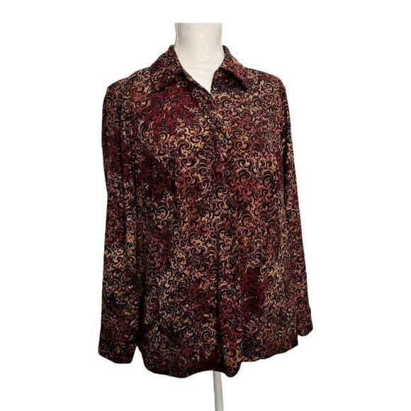 𝅺cj Banks Shirt Jacket Size 1X Multicolor Shacket Collared Long Sleeve - Picture 1 of 6